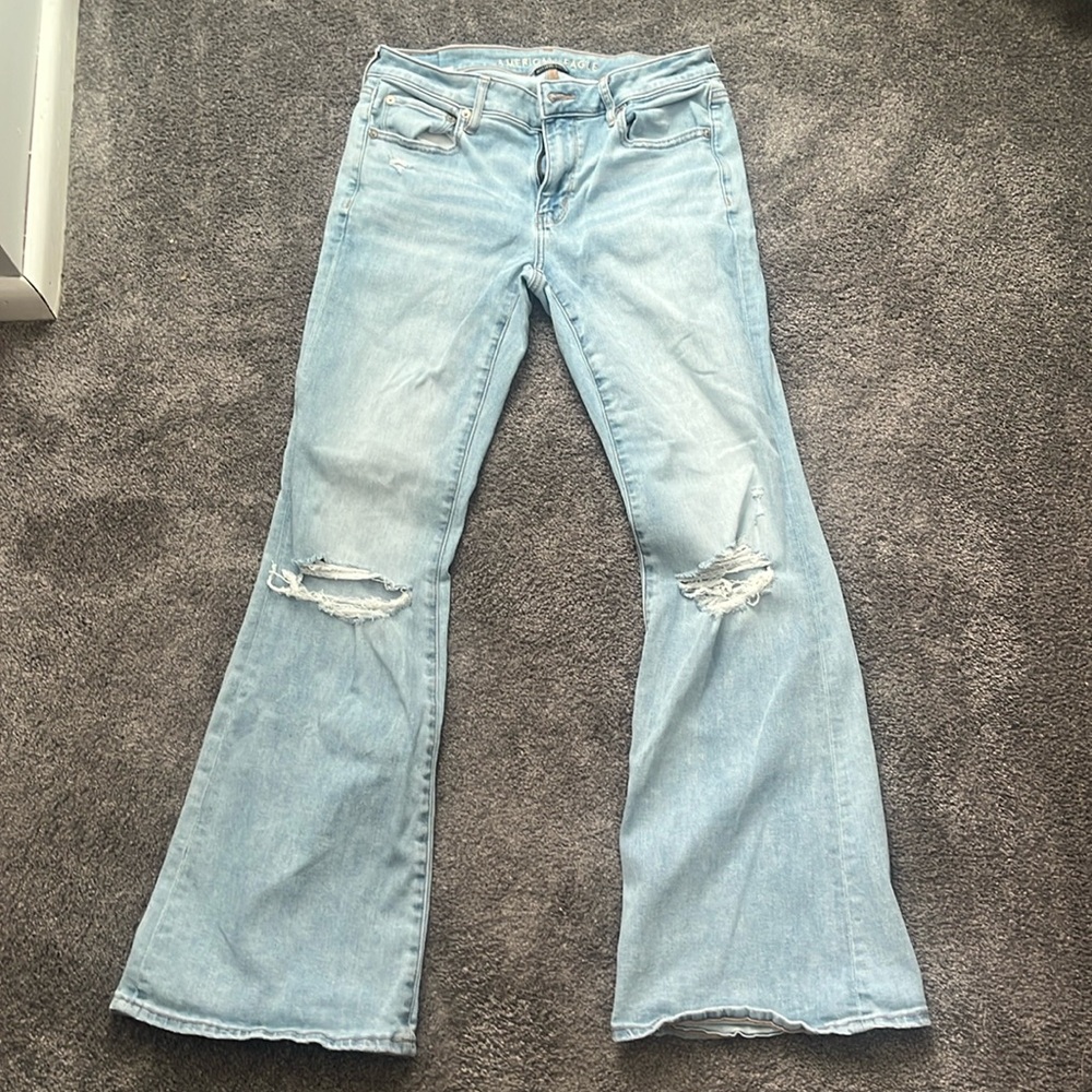 American Eagle Light Wash Low Rise Flare